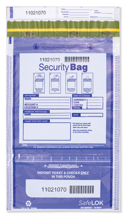 53858 Dual Pocket Deposit Bag Clear Front Opaque Back - 100 BAGS