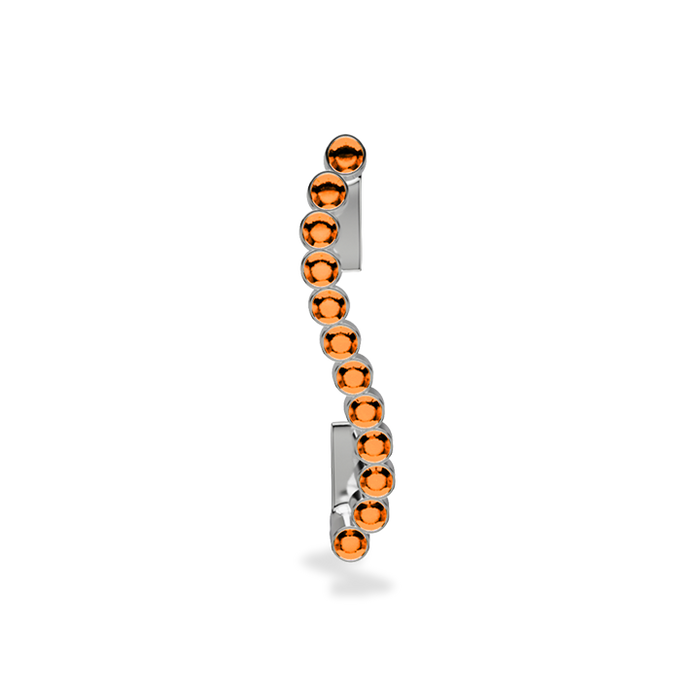 Wavy silver metal charm to put on the Imperial+ lined with 12 beautiful orange glass crystals