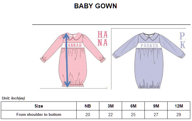 Baby Boy Smocked Layette Gown - Blue
