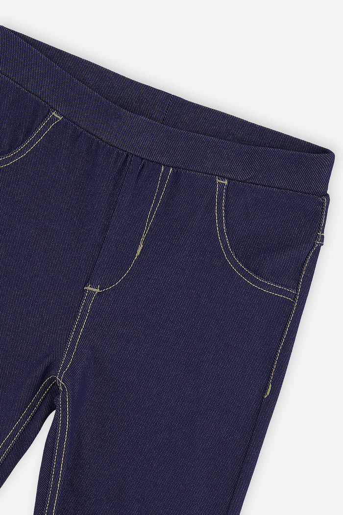 Deux par Deux baby girls' navy blue denim-look jeggings, additional view
