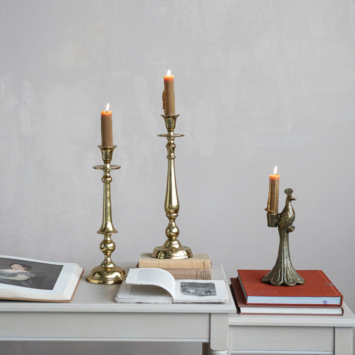 Brass Taper Candle Holders - Set of 2