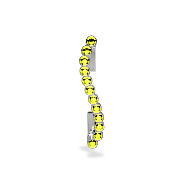 Wavy silver metal charm to put on the Imperial+ lined with 12 beautiful yellow glass crystals