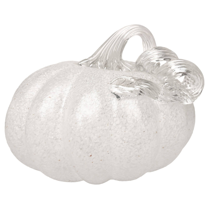 Frosted White Glass Pumpkin Small Fall Autumn