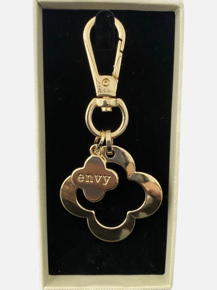 Gold Hanging Double Clover Keyring