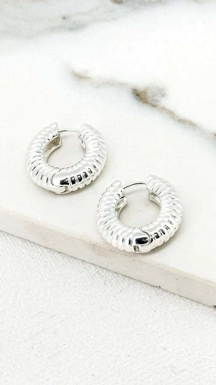 Gold Ribbed Chunky Hoops