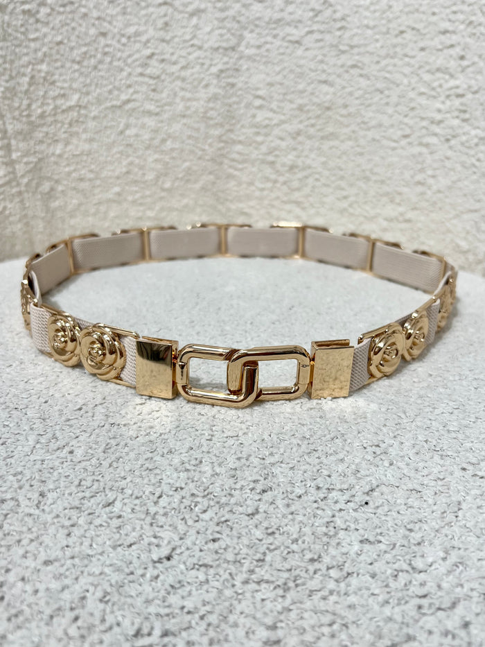 Gold Rose Detail Elasticated Belt (2 Colours)