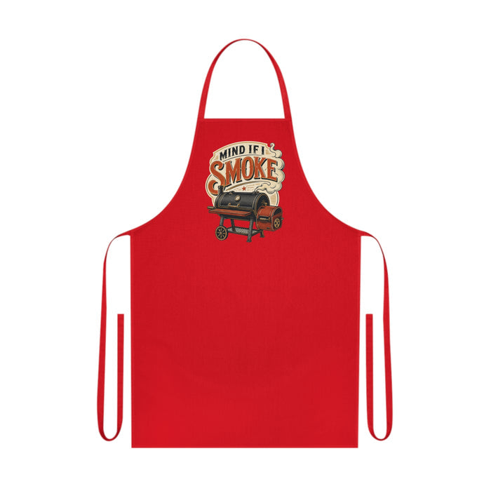 royal blue apron with smoking meat funny print