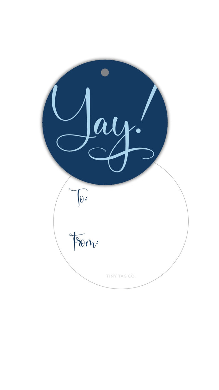 Non-Personalized Blues "yay" Round Gift Tag