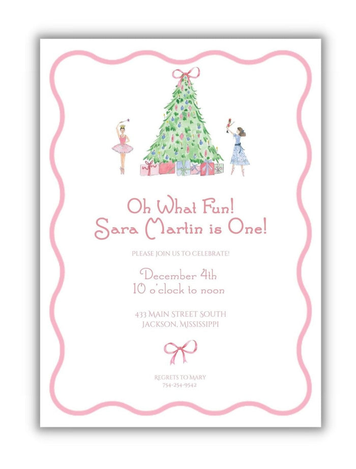 Oh What Fun! Nutcracker Suite Christmas Tree Birthday Invite