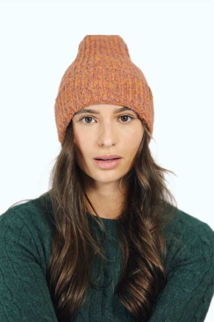 Orange Cable Knit Beanie Hat