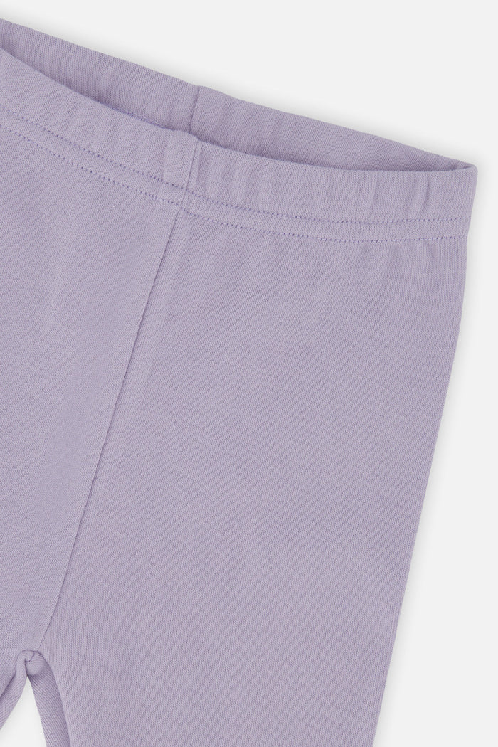 Deux par Deux baby girl pink floral dress and purple legging set, second alternate view