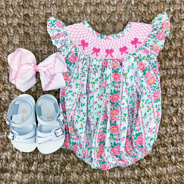 Savannah Floral Smocked Bubble Romper