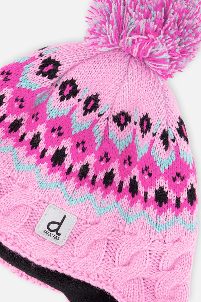 Deux par Deux kids' Peruvian hat, mint green, light blue and pinkish violet – alternate view