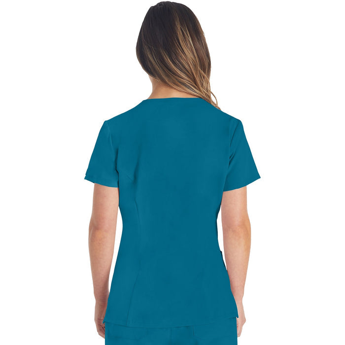 Women's EDS Essentials V-Neck Scrub Top - Caribbean Blue - 2
