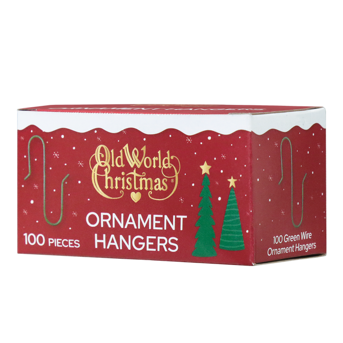Box of 100 green ornament hangers for hanging Christmas tree ornaments