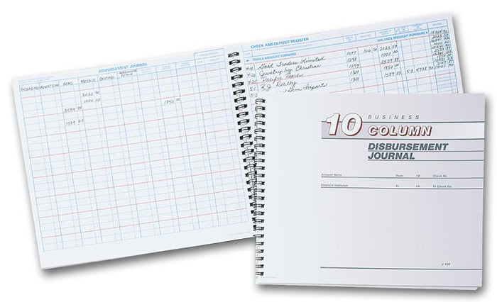 126051N Cash Receipts Journal 10 Column Disbursement Journal 10 x 8 1/2"