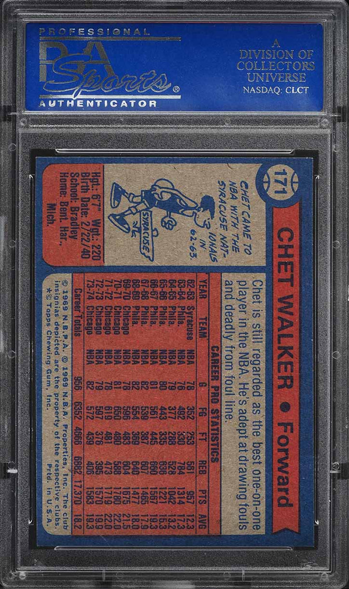1974 Topps BkB Card #171 Chet Walker Chicago Bulls HOF PSA 8 NM-MT (MGD2)