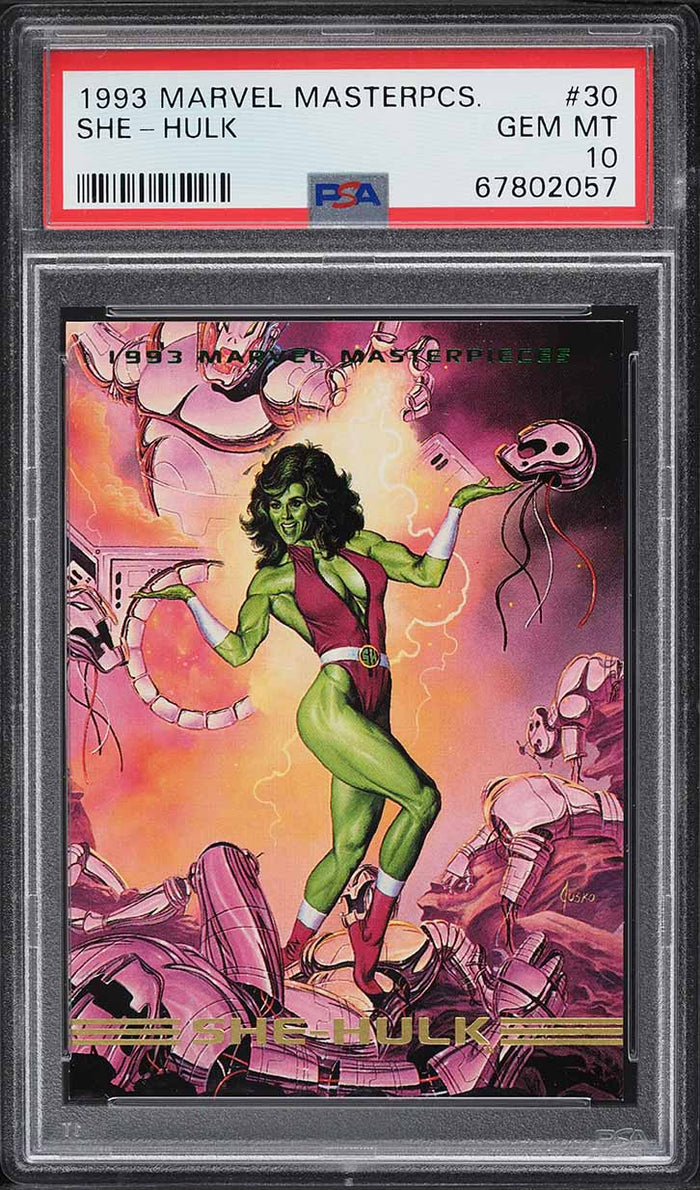1993 Skybox Marvel Masterpieces Card # 30 She-Hulk PSA 10 GEM MINT (MGD2)