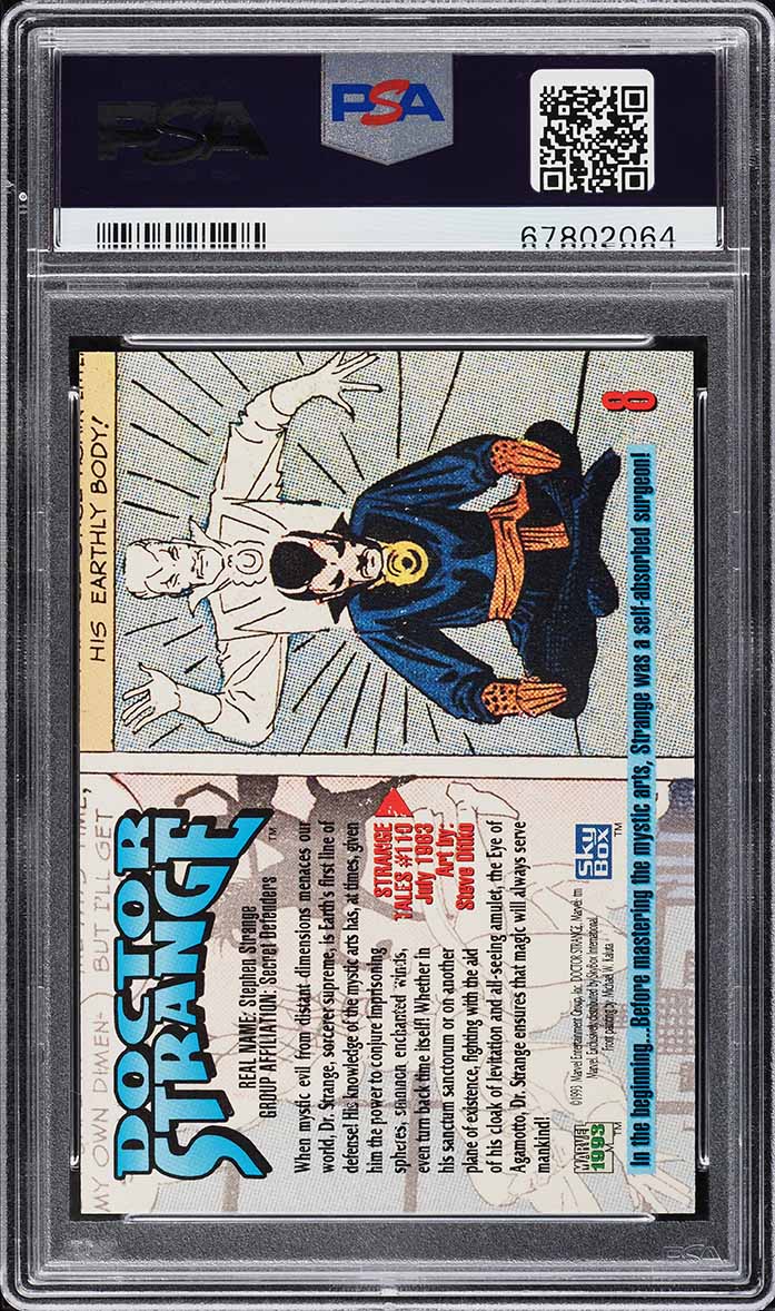 1993 Skybox Marvel Masterpieces Card # 8 Doctor Strange PSA 10 GEM MINT (MGD2)