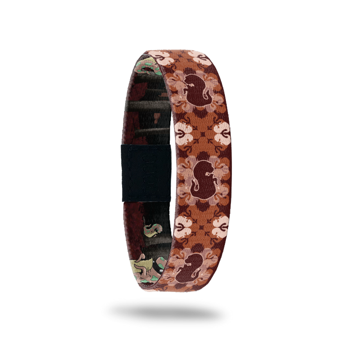 Product photo of the outside of 2020 - Day 25 - Bring it on Brenda: burgundy, pale orange, and cream design with repeating burgundy slug-like monsters
