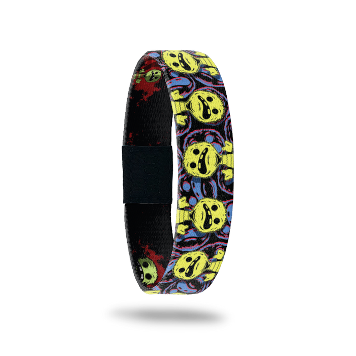 Product photo of the outside of 2020 - Day 26 - Uncle Explain-It-All: black, red and blue design with repeating furry green monster with 3 teeth