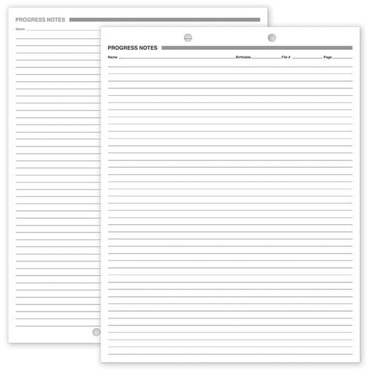 24066 Progress Notes Two Hole Punch White Ledger 8 1/2 x 11" QTY 250