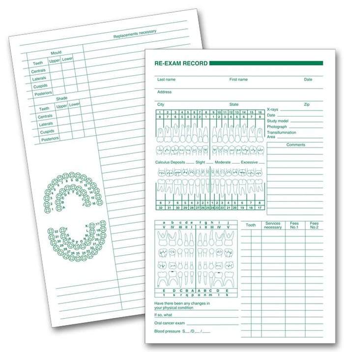 4058 Dental Prosthetic ReExam Records Primary and Permanent Arch 5 1/2 x 8 1/2" QTY 250