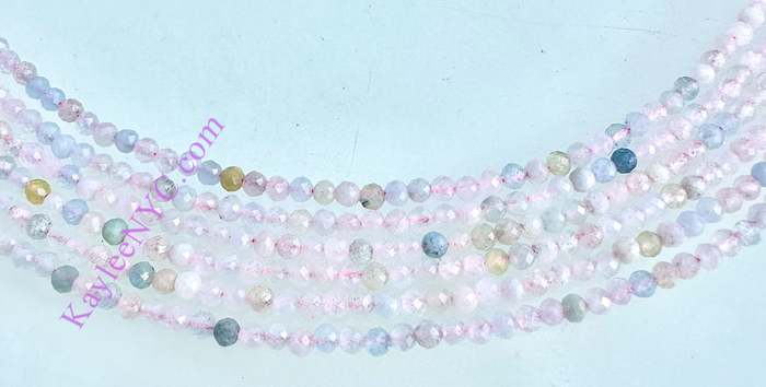 6 Pcs 2mm Natural Morganite Necklaces Crystal