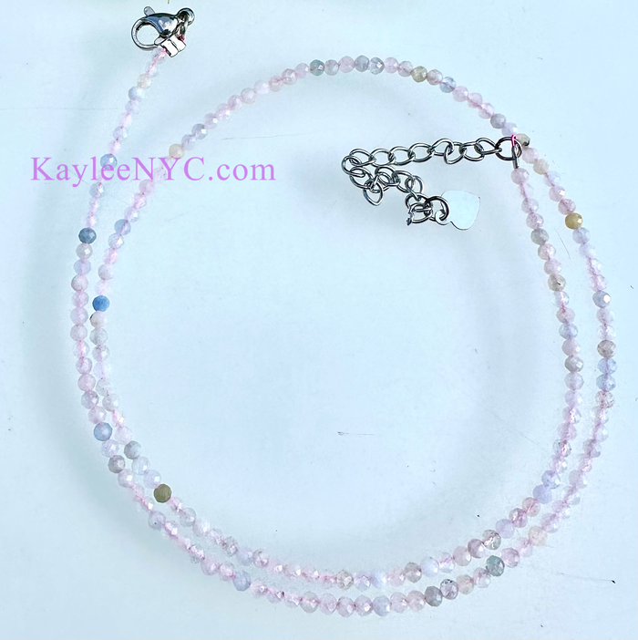 6 Pcs 2mm Natural Morganite Necklaces Crystal