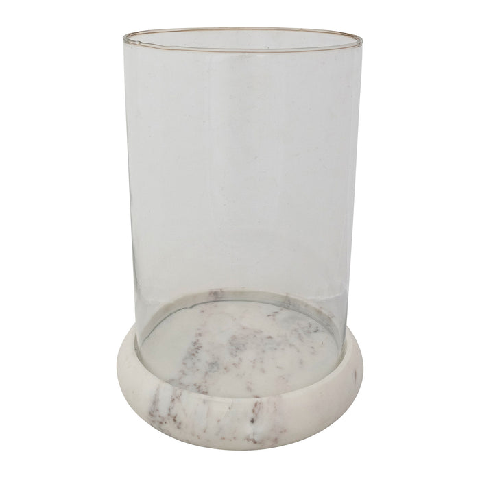 9" Round Glass Hurricane with Marble Base