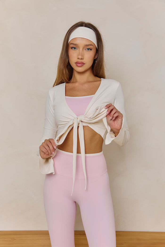 Astoria LIVE LUXE Wrap Sleeved Crop - Cream