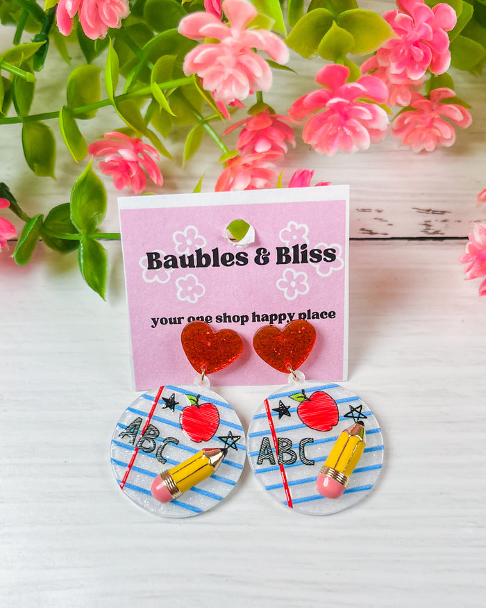 ABC Pencil Teacher Earrings