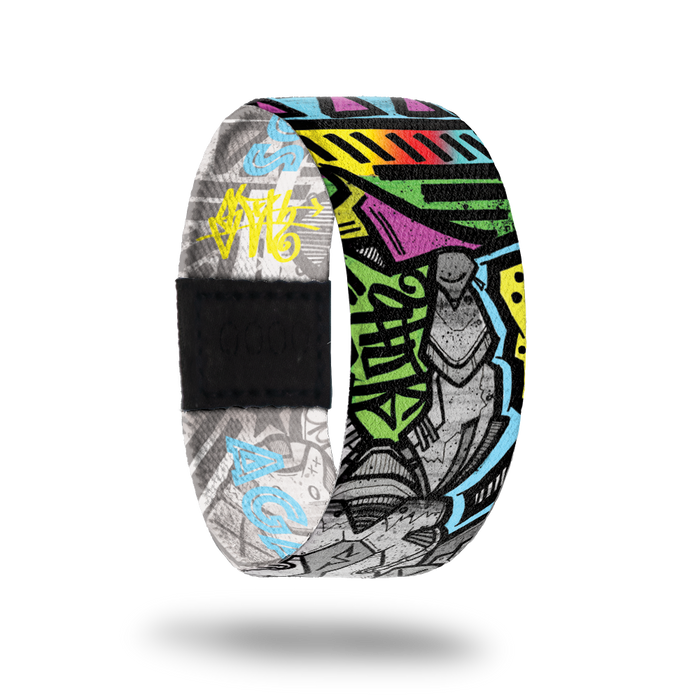 Against All Odds-Sold Out-ZOX - This item is sold out and will not be restocked. Brightly multicolored graffiti abstract. Inside is the same in grey and white and reads Against All Odds.