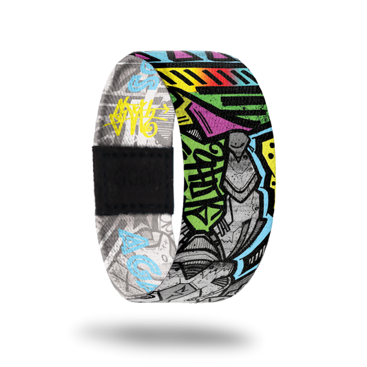 Against All Odds-Sold Out-ZOX - This item is sold out and will not be restocked. Brightly multicolored graffiti abstract. Inside is the same in grey and white and reads Against All Odds.