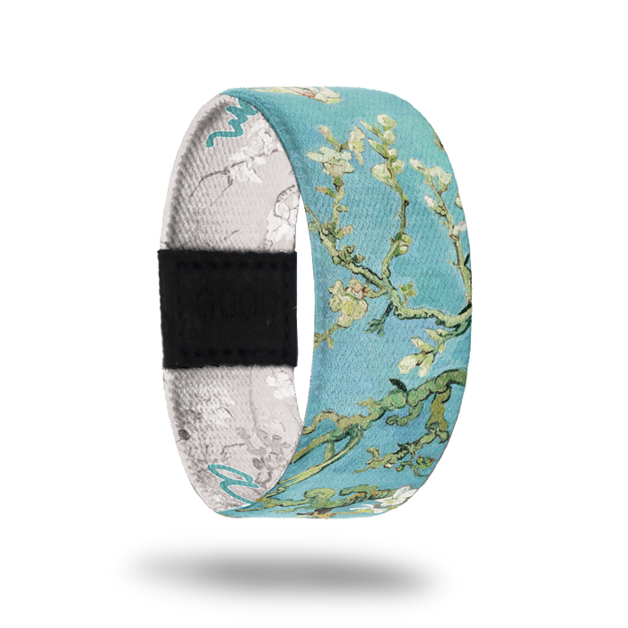 Almond Blossom-Sold Out-ZOX - This item is sold out and will not be restocked. Light blue sky with white Cherry Blossoms. Inside is the same monochromatic grey and white and reads Almond Blossom.
