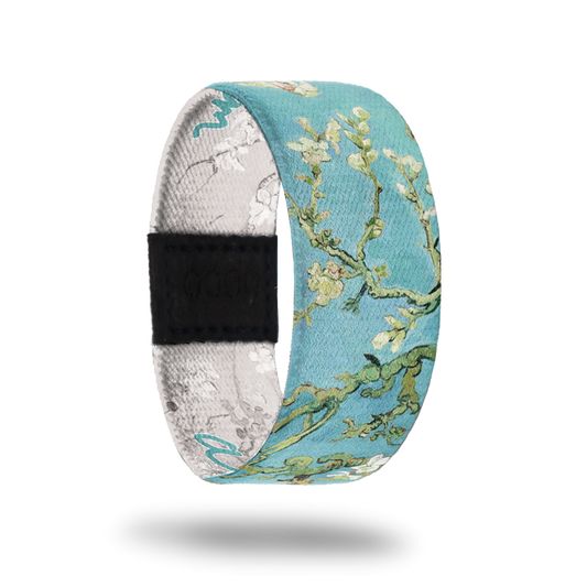 Almond Blossom-Sold Out-ZOX - This item is sold out and will not be restocked. Light blue sky with white Cherry Blossoms. Inside is the same monochromatic grey and white and reads Almond Blossom.