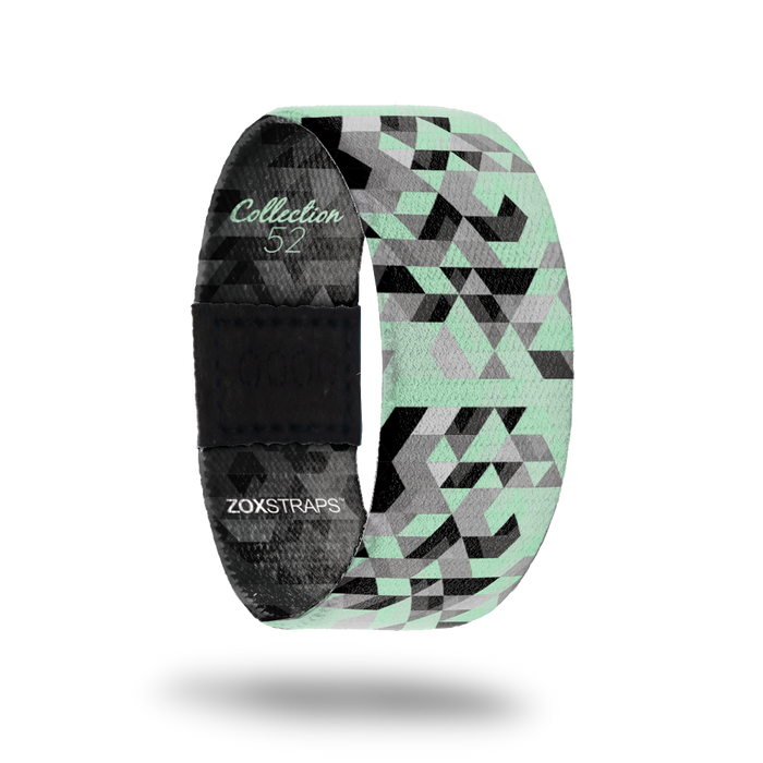 Alpha-Sold Out-ZOX - This item is sold out and will not be restocked. Teal, grey and black prism design. Inside is the same and reads Alpha.