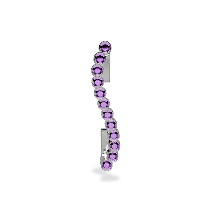 Wavy silver metal charm to put on the Imperial+ lined with 12 beautiful purple glass crystals