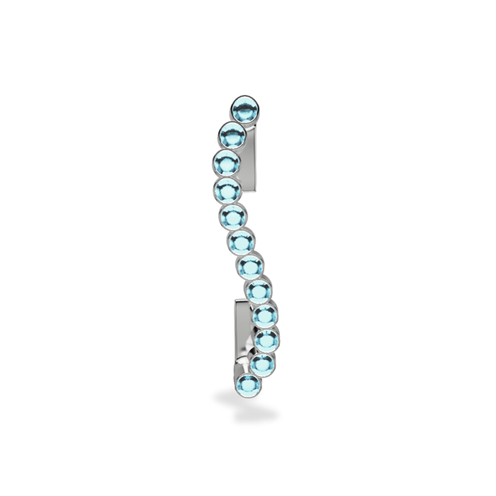 Wavy silver metal charm to put on the Imperial+ lined with 12 beautiful light blue glass crystals