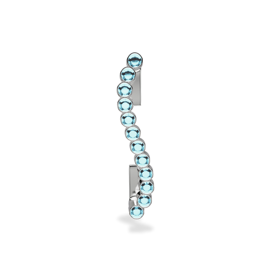 Wavy silver metal charm to put on the Imperial+ lined with 12 beautiful light blue glass crystals