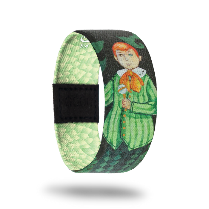 Assume Nothing-Sold Out-ZOX - This item is sold out and will not be restocked. Green strap with light green diamond shapes and leaves. Has a red-headed boy in all green and says "dum" on his collar. Inspired by Alice in Wonderland's Tweedle Dee and Tweedle Dum. This is part of the Wonderland mini collection.