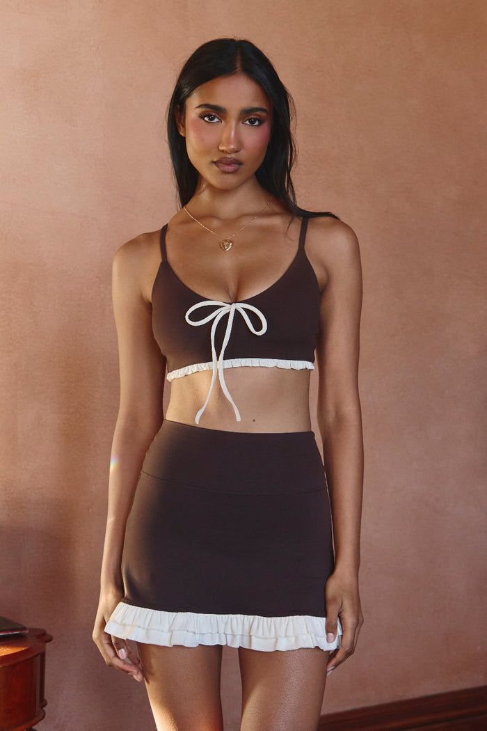 Astoria Airvíve Ruffle Sports Bra - Chocolate Crème