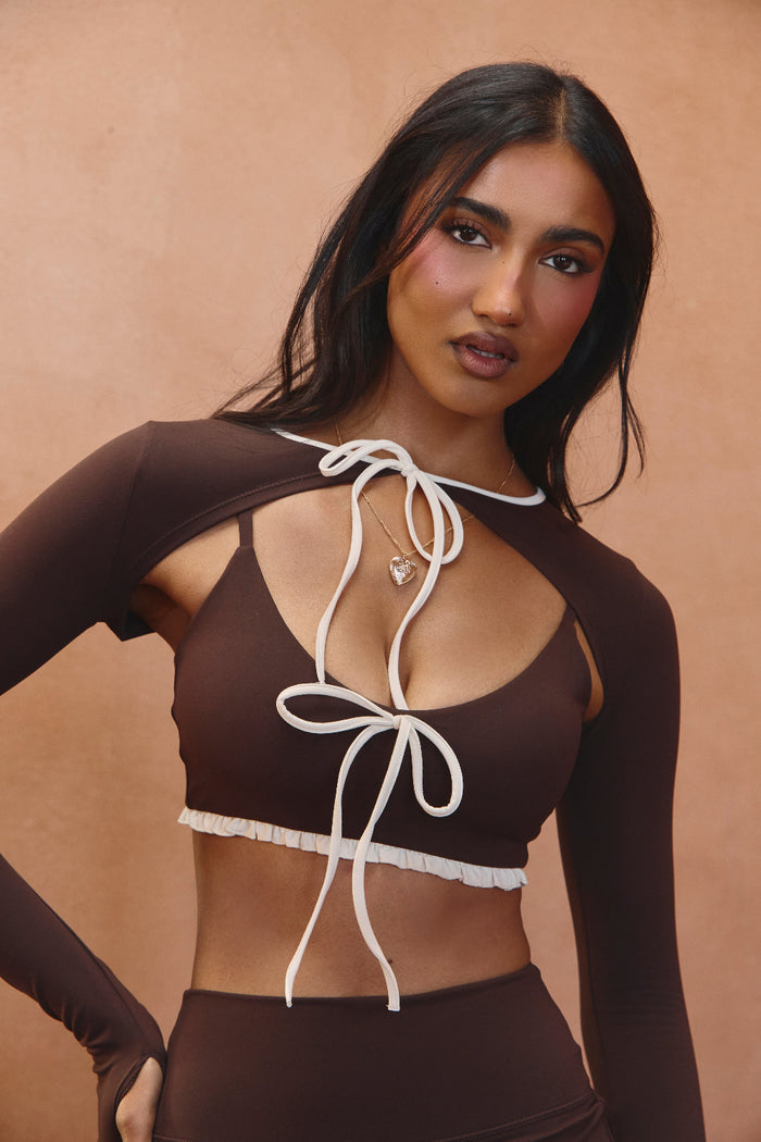 Astoria Airvíve Tie Front Bolero - Chocolate Crème