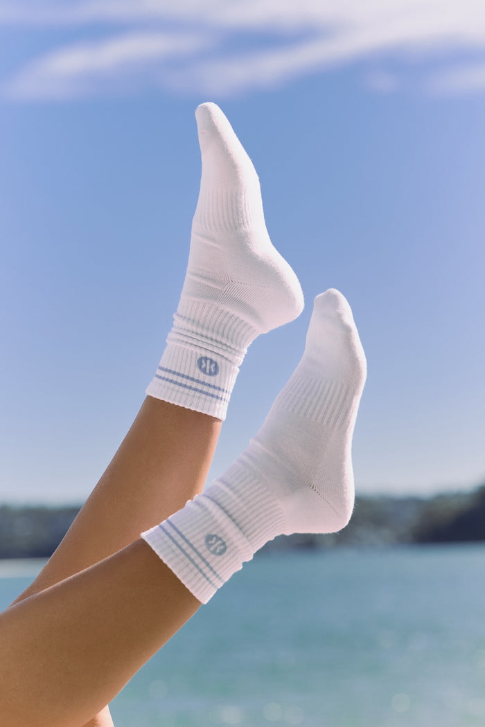 Astoria Logo Socks  - White/Harbor Blue