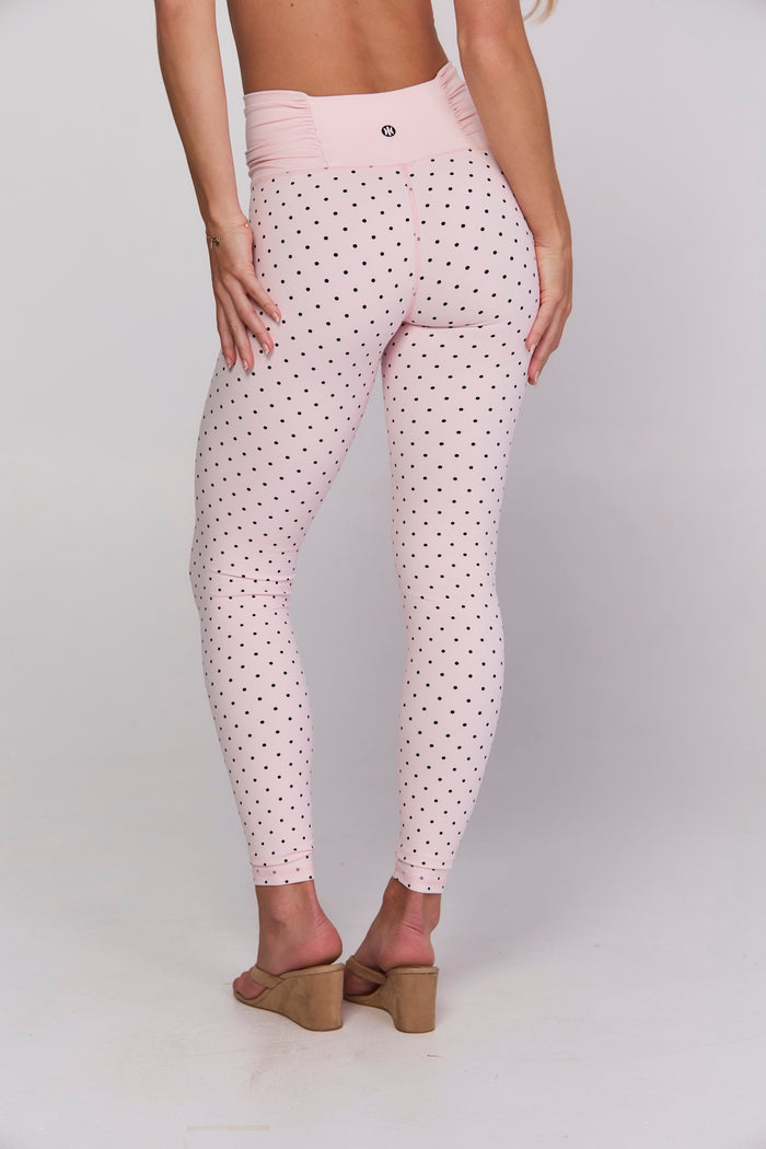 Astoria LUXE BALANCE Ruched Legging - Baby Pink Polka