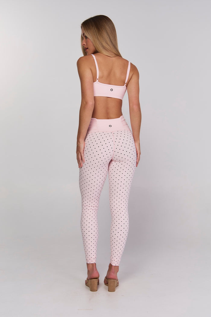 Astoria LUXE BALANCE Ruched Legging - Baby Pink Polka