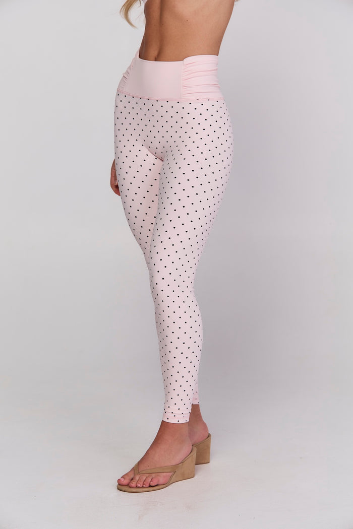 Astoria LUXE BALANCE Ruched Legging - Baby Pink Polka