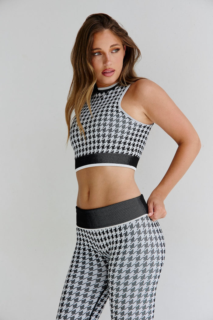 Astoria Seamless Knit Legging - Black/Grey Houndstooth