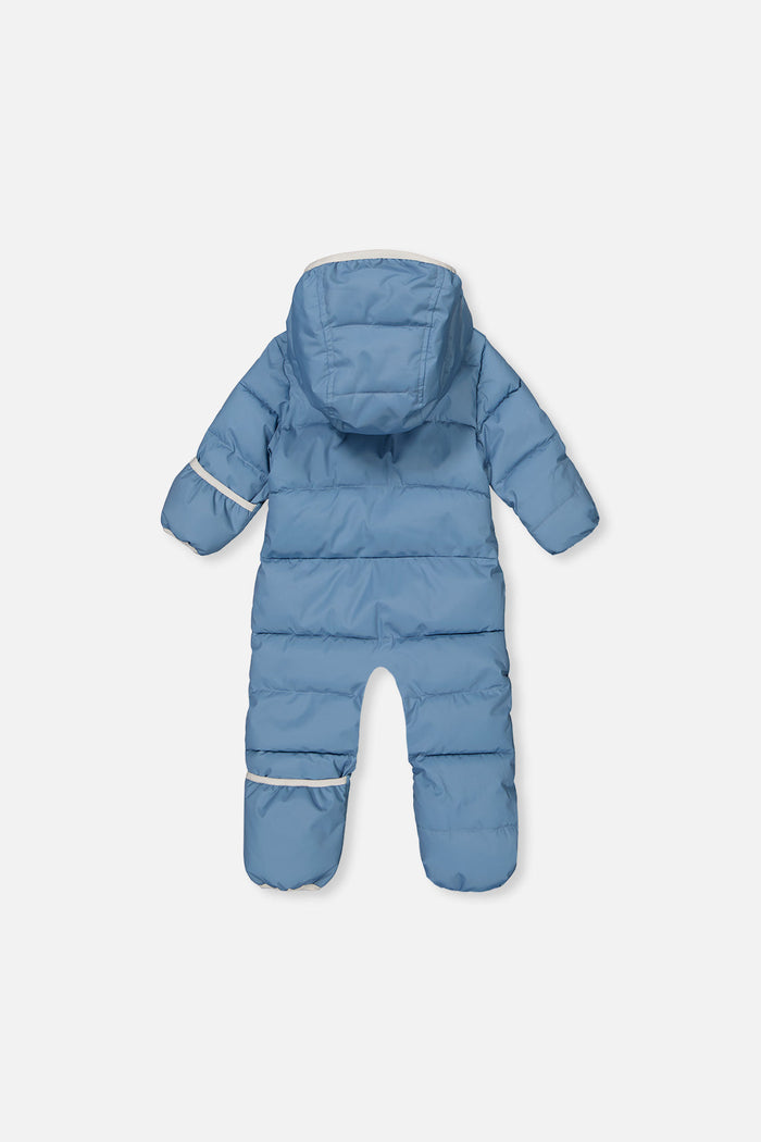 Deux par Deux Baby Cloud one-piece car-seat snowsuit in blue grey, back view