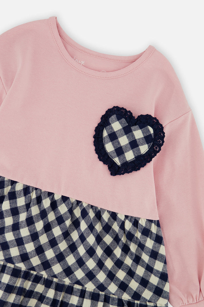 Deux par Deux baby girls' pale dusty pink tunic and navy leggings set, additional view